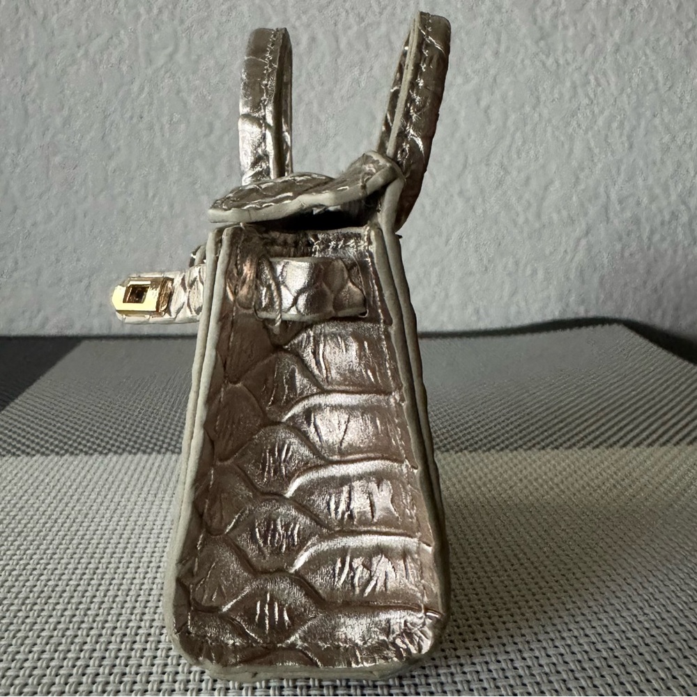 Gold Alligator Embossed Mini Bag Charm - Picture 4 of 6